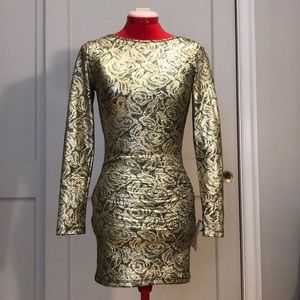 Joyce Leslie Gold Open Back Bodycon Dress Size Small
